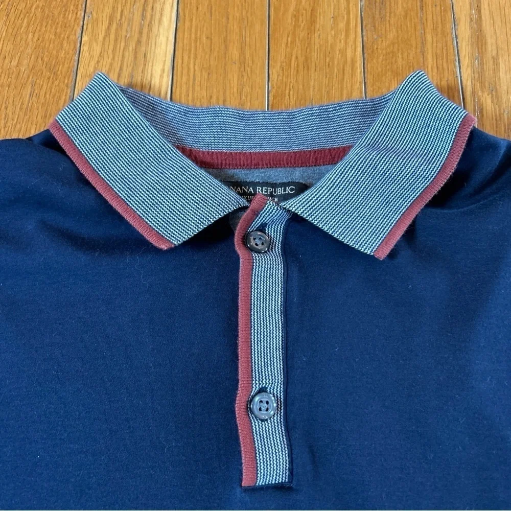 Banana Republic Men’s Large L Luxury Touch Navy Blue Short Sleeve Polo Shirt